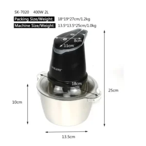 Sokany SK-7020 Electric Chopper – 400W – 2.0L Stainless Bowl 01